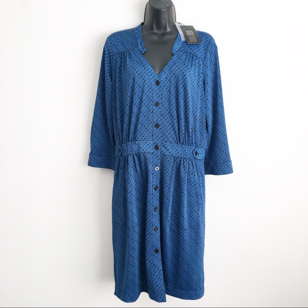 Etcetera Dress Blue Black Size 10 NWT